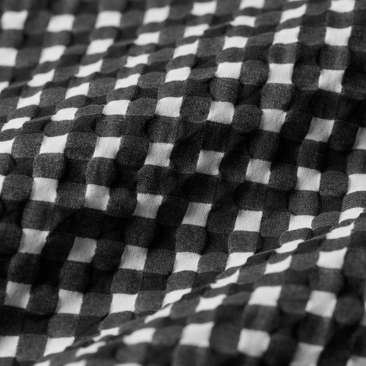 Kyoto-Dyed Ripple Open Collar Shirt / Black x White